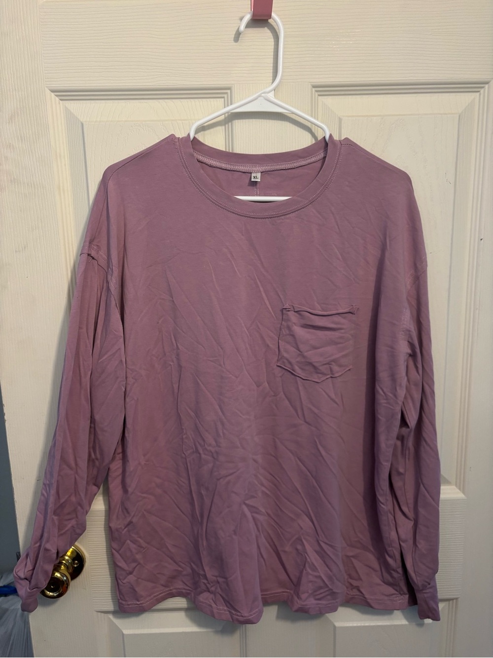 Women’s Long Sleeve Pocket Tee - Dusty Mauve XL